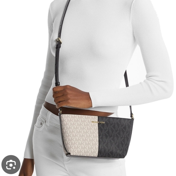 NWT Michael Kors Jet Set Two-Tone Logo Crossbody Bag - Picture 1 of 9